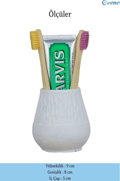 Evene Diş Fırçalığı Tezgah Üstü Beyaz Renk Diş Fırçası Standı Model 3 - Resim 2