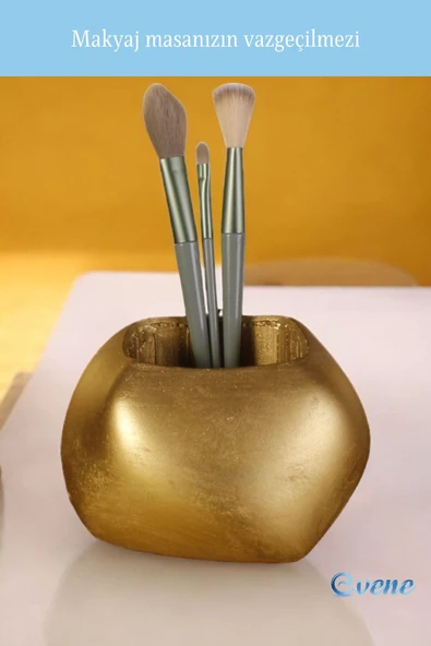 Evene Makyaj Organizeri Makyaj Fırçalığı Makyaj Organizer Düzenleyici Altın Renk Model 22 - Resim 5