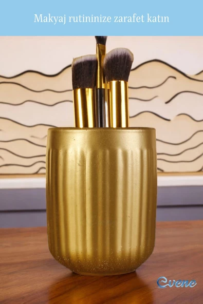 Evene Makyaj Organizeri Makyaj Fırçalığı Makyaj Organizer Düzenleyici Altın Renk Model 11 - Resim 3