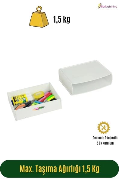 StarLightning Gizli Çekmece Organizer Masa Altı Saklama Kabı Beyaz Renk Model 2 - Resim 4