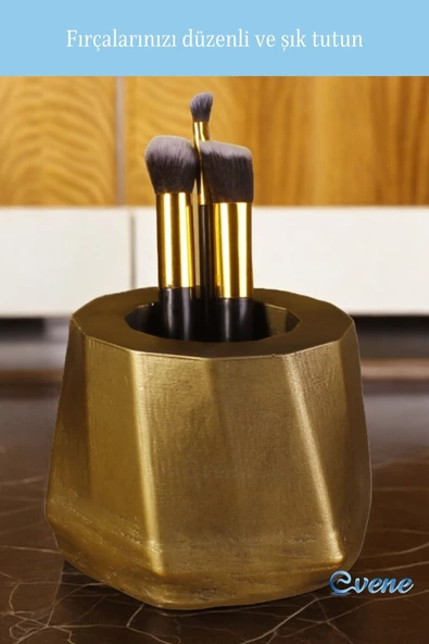 Evene Makyaj Organizeri Makyaj Fırçalığı Makyaj Organizer Düzenleyici Altın Eskitme Renk Model 17 - Resim 4