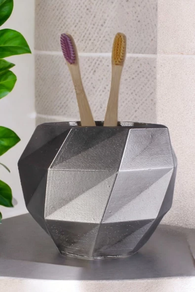 Star Master Diş Fırçası Kabı Diş Fırçalığı Fırçalık Gümüş Eskitme Renk Model 20