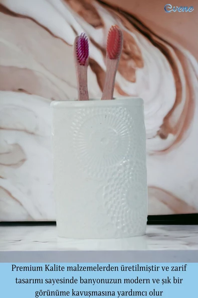 Evene Diş Fırçalığı Diş Fırçalık Diş Fırçası Standı Diş Fırçası Tutucu Beyaz Model 12 - Resim 4