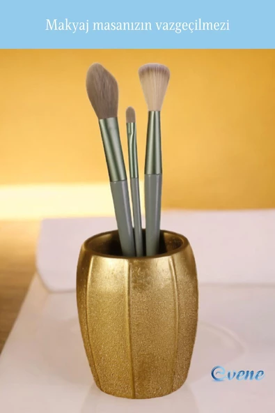 Evene Makyaj Organizeri Makyaj Fırçalığı Makyaj Organizer Düzenleyici Altın Renk Model 13 - Resim 5