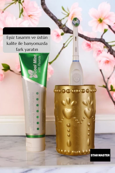 Star Master Diş Fırçası Kabı Diş Fırçalığı Fırçalık Altın Renk Model 10 - 3