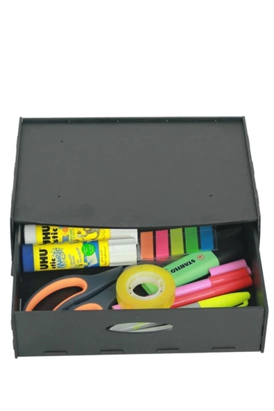 Evene Gizli Çekmece Organizer Masa Altı Saklama Kabı Siyah Renk Model 2 ürün görseli 1