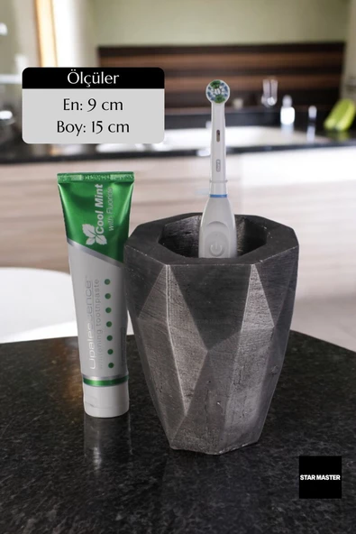 Star Master Diş Fırçası Kabı Diş Fırçalığı Fırçalık Gümüş Eskitme Renk Model 19 - Resim 2