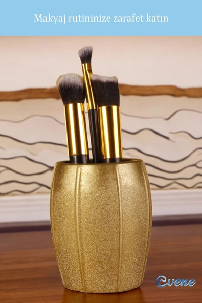 Evene Makyaj Organizeri Makyaj Fırçalığı Makyaj Organizer Düzenleyici Altın Renk Model 13 - Resim 3