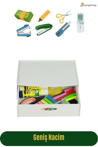 StarLightning Gizli Çekmece Organizer Masa Altı Saklama Kabı Beyaz Renk Model 2 - Resim 3