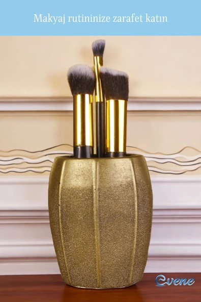 Evene Makyaj Organizeri Makyaj Fırçalığı Makyaj Organizer Düzenleyici Altın Eskitme Renk Model 13 - Resim 3