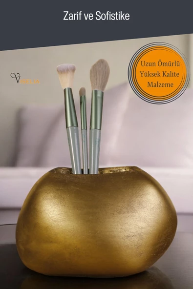 Viselia Makyaj Duzenleyici Makyaj Organizeri Makyaj Fırçalığı Makyaj Fırçası Altın Eskitme Renk Model 22 - Resim 4