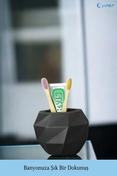 Evene Diş Fırçalığı Diş Fırçalık Diş Fırçası Standı Diş Fırçası Tutucu Siyah Model 20 - Resim 5