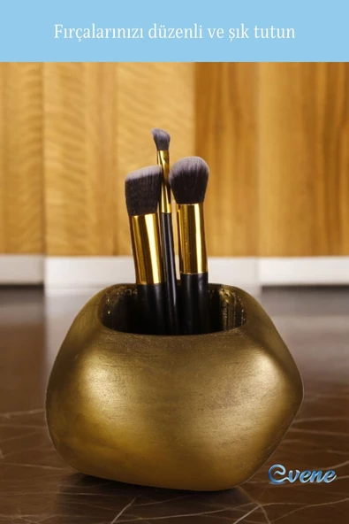 Evene Makyaj Organizeri Makyaj Fırçalığı Makyaj Organizer Düzenleyici Altın Eskitme Renk Model 22 - Resim 4