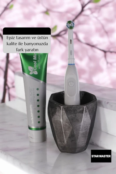 Star Master Diş Fırçası Kabı Diş Fırçalığı Fırçalık Gümüş Eskitme Renk Model 2 - 3