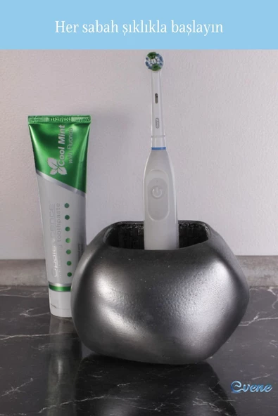 Evene Diş Fırçalığı Diş Fırçalık Diş Fırçası Standı Diş Fırçası Tutucu Gümüş Eskitme Renk Model 22 - Resim 4