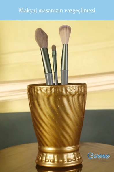 Evene Makyaj Organizeri Makyaj Fırçalığı Makyaj Organizer Düzenleyici Altın Renk Model 14 - Resim 4