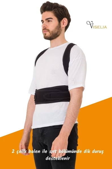 Viselia Dik Duruş Korsesi Çift Balenli Bel Sırt Korse - 2