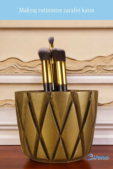 Evene Makyaj Organizeri Makyaj Fırçalığı Makyaj Organizer Düzenleyici Altın Eskitme Renk Model 18 - Resim 3