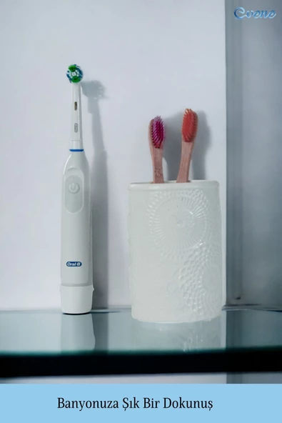 Evene Diş Fırçalığı Diş Fırçalık Diş Fırçası Standı Diş Fırçası Tutucu Beyaz Model 12 - Resim 5