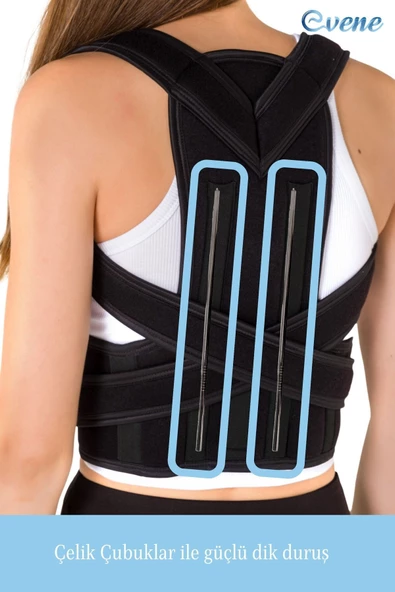Evene Dik Duruş Korsesi Sırt Korsesi Dik Durmak İçin Korse Medikal Korse Çelik Korse Siyah Korse Model 3 - 2