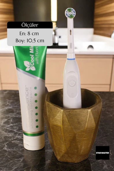 Star Master Diş Fırçası Kabı Diş Fırçalığı Fırçalık Altın Eskitme Renk Model 2 - 2