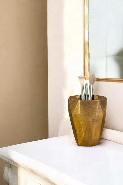 Evene Makyaj Organizeri Makyaj Fırçalığı Makyaj Organizer Düzenleyici Altın Eskitme Renk Model 19 ürün görseli 1