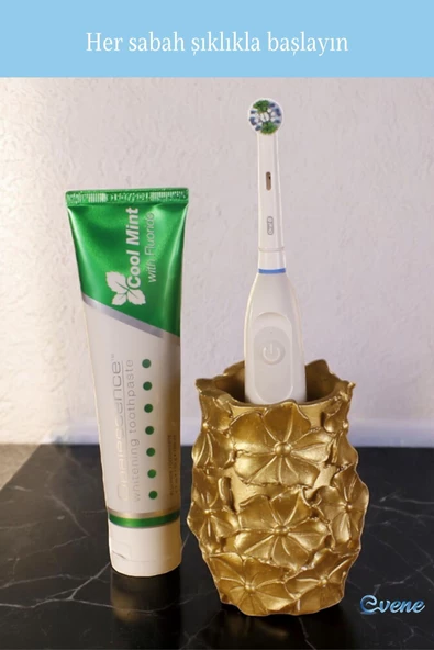 Evene Diş Fırçalığı Diş Fırçalık Diş Fırçası Standı Diş Fırçası Tutucu Altın Renk Model 16 - Resim 4