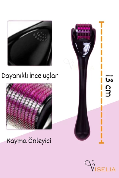Viselia Saç Çıkarma Tarağı - Titanyum Iğneli Derma Roller Cilt Yenileme 0.5 Mm - Resim 3