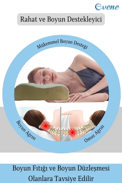 Evene Ortopedik Yastık Visco Yastık Bambu Yastık Boyun Destekli Ortopedik Yastık Terletmeyen Model 2 - 4