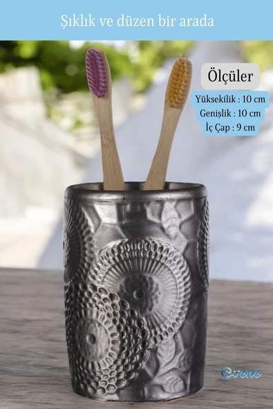 Evene Diş Fırçalığı Diş Fırçalık Diş Fırçası Standı Diş Fırçası Tutucu Gümüş Eskitme Model 12 - 2