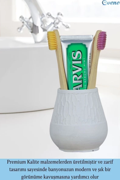 Evene Diş Fırçalığı Tezgah Üstü Beyaz Renk Diş Fırçası Standı Model 3 - Resim 4