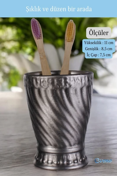 Evene Diş Fırçalığı Diş Fırçalık Diş Fırçası Standı Diş Fırçası Tutucu Gümüş Eskitme Model 14 - 2