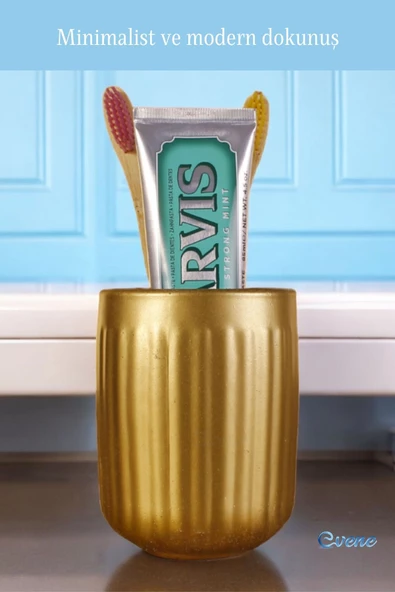 Evene Diş Fırçalığı Diş Fırçalık Diş Fırçası Standı Diş Fırçası Tutucu Altın Model 11 - Resim 3