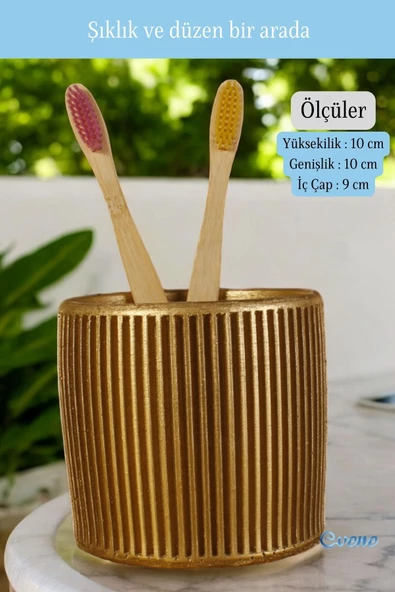 Evene Diş Fırçalığı Tezgah Üstü Altın Renk Diş Fırçası Standı Model 1 - Resim 2
