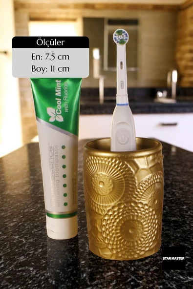 Star Master Diş Fırçası Kabı Diş Fırçalığı Fırçalık Altın Renk Model 12 - 2