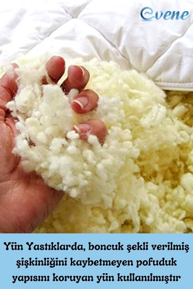 Evene Yün Yastık Saf Doğal Uyku Yastığı Merinos Yünü Antialerjik 1500 gr 2 Adet Özel Çantalı - 4