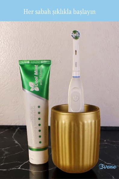 Evene Diş Fırçalığı Diş Fırçalık Diş Fırçası Standı Diş Fırçası Tutucu Altın Model 11 - Resim 4