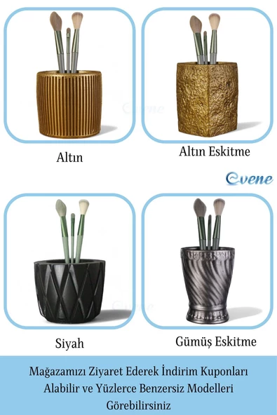 Evene Makyaj Organizeri Makyaj Fırçalığı Makyaj Organizer Düzenleyici Altın Renk Model 21 - 5