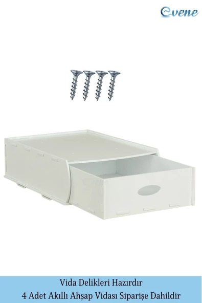 Evene Gizli Çekmece Organizer Masa Altı Saklama Kabı Beyaz Renk Model 5 - Resim 8
