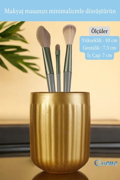 Evene Makyaj Organizeri Makyaj Fırçalığı Makyaj Organizer Düzenleyici Altın Renk Model 11 - Resim 2