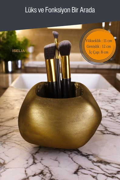 Viselia Makyaj Duzenleyici Makyaj Organizeri Makyaj Fırçalığı Makyaj Fırçası Altın Eskitme Renk Model 22 - Resim 2