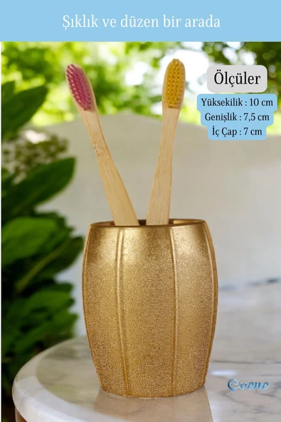 Evene Diş Fırçalığı Diş Fırçalık Diş Fırçası Standı Diş Fırçası Tutucu Altın Model 13 - Resim 2