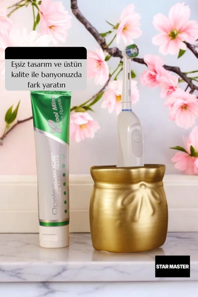 Star Master Diş Fırçası Kabı Diş Fırçalığı Fırçalık Altın Renk Model 8 - 3