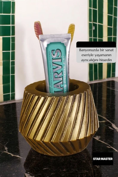 Star Master Diş Fırçası Kabı Diş Fırçalığı Fırçalık Altın Eskitme Renk Model 21 - Resim 4