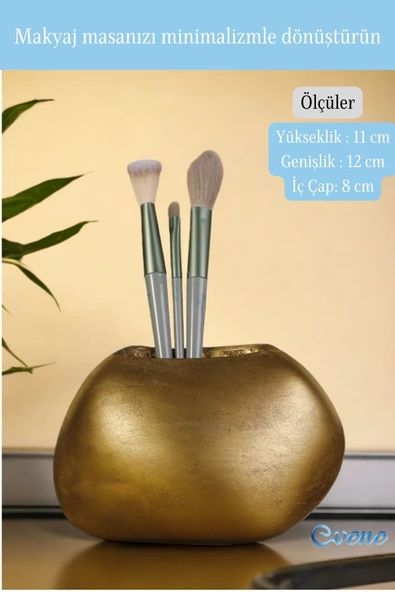 Evene Makyaj Organizeri Makyaj Fırçalığı Makyaj Organizer Düzenleyici Altın Eskitme Renk Model 22 - Resim 2