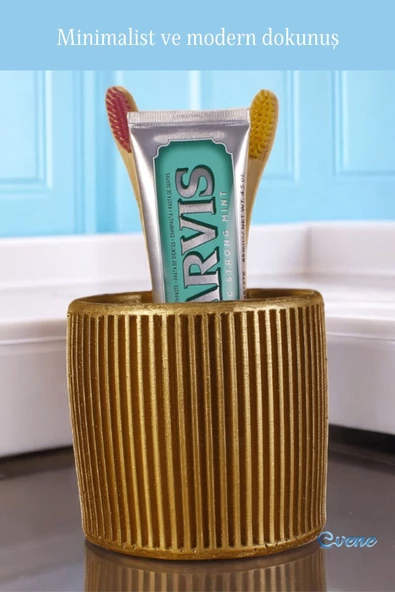 Evene Diş Fırçalığı Tezgah Üstü Altın Renk Diş Fırçası Standı Model 1 - Resim 3