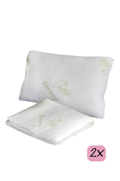 Pandogo Bambu Yastık Kılıfı Örme Kumaş Bambu Desen 50x70 Terletmeyen Minder Yastık Yüzü 2 Adet