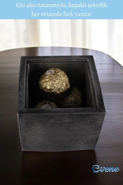 Evene Kapaklı Şekerlik Drajelik Şekerlik Gümüş Eskitme Renk Model 18 - Resim 5