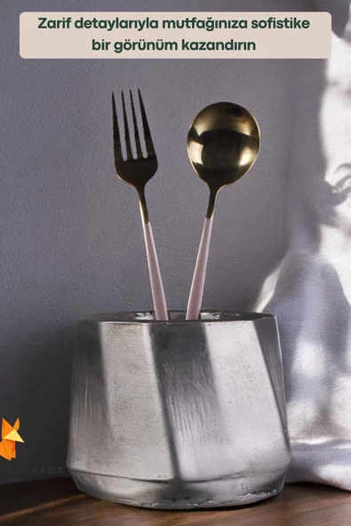 METAFOX Tezgah Kaşıklık Modern Tezgah Üstü Kaşıklık Dekoratif Dik Kaşıklık Gümüş Eskitme Renk Model 17 - Resim 4
