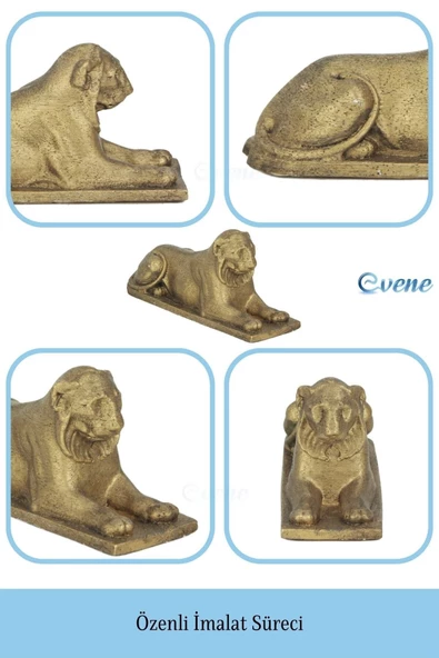 Evene Biblo Dekoratif Obje Heykel Biblo Aslan Biblo Dekoratif Süs Eşyası Altın Eskitme Renk Model 1 - 5